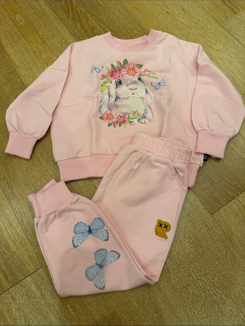 Rock Your Baby Light Pink Bunny & Butterfly Sweat Set